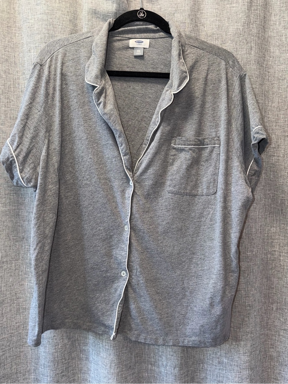 Old Navy Gray Short Sleeve Sleep Shirt with Contrast Trim XXLarge